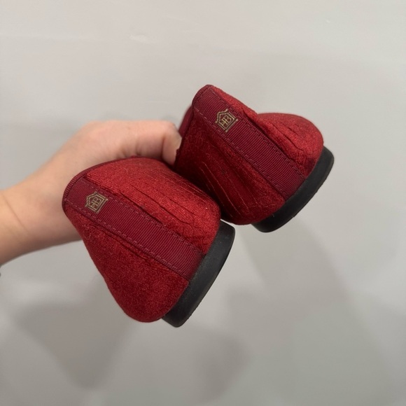 Birdies Starling Burgundy Red Velvet Python Smocking Loafer Slipper Flats 8.5 - Picture 7 of 7